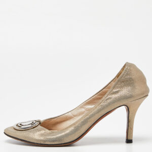 Dior Grey Shimmering Suede Scrunch Pointed Toe Pumps Size 36.5