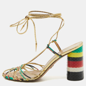 Dior Multicolor Leather Stripy  Ankle Wrap Sandals Size 40.5