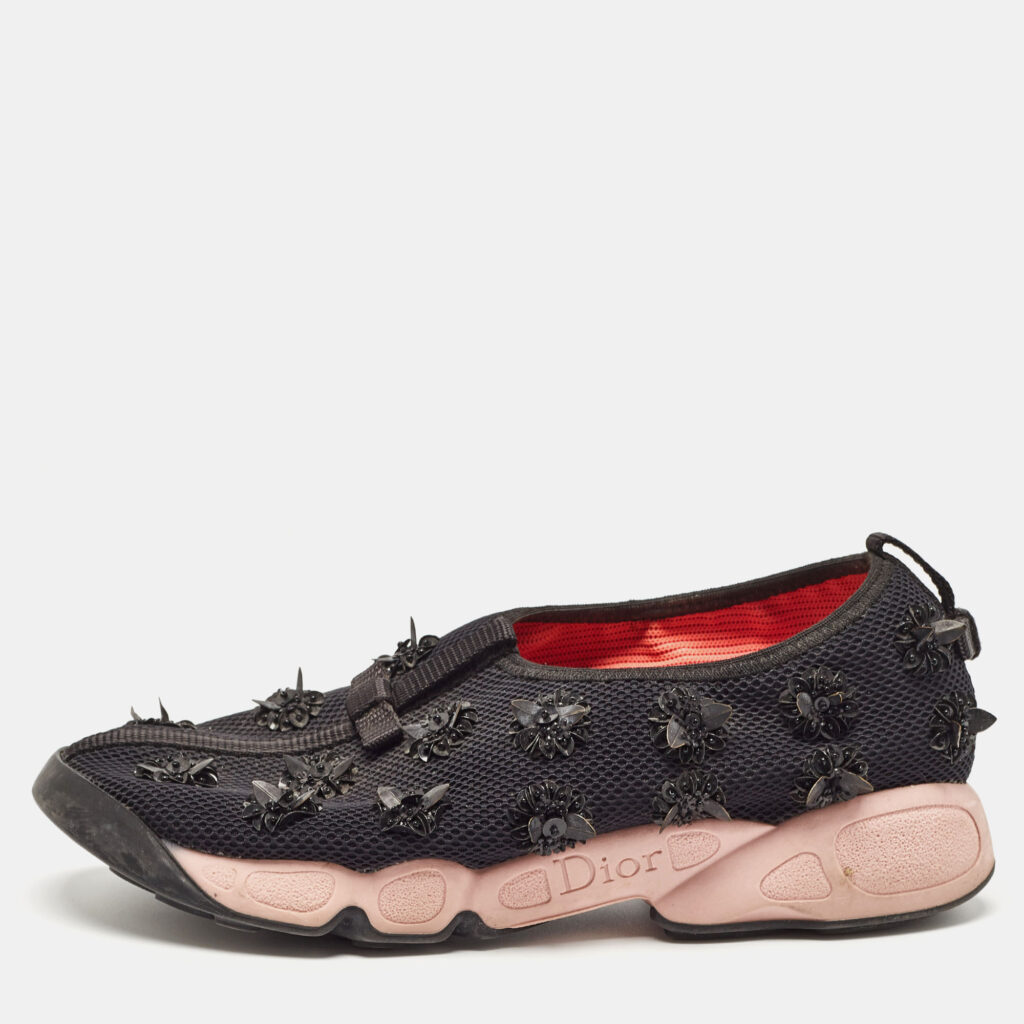 luxury-women-dior-used-shoes-p948254-010 Dior Black Mesh Fusion Low Top Sneakers Size 37