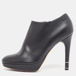 Dior Black Leather Platform Ankle Booties Size 37