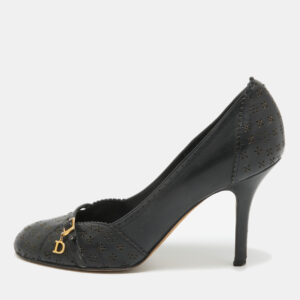 Dior Navy Blue Leather Buckle Round Toe Pumps Size 38.5