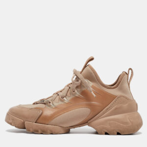 Dior Beige Leather and PVC D-Connect Sneakers Size 37.5