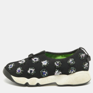 Dior Black Embellished Mesh Fusion Sneakers Size 35.5
