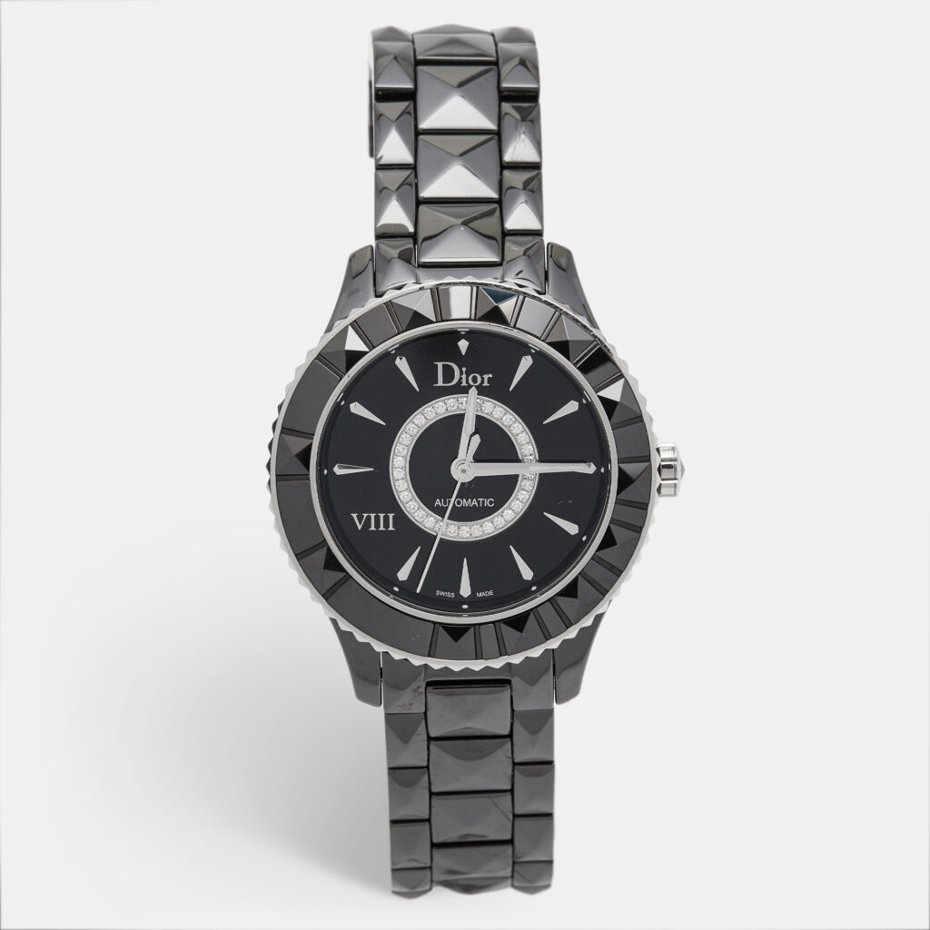 luxury-women-dior-used-watches-p976464-006 Dior Black Diamond Ceramic Stainless Steel Dior VIII CD1245E0C002 Women's Wristwatch 38 mm