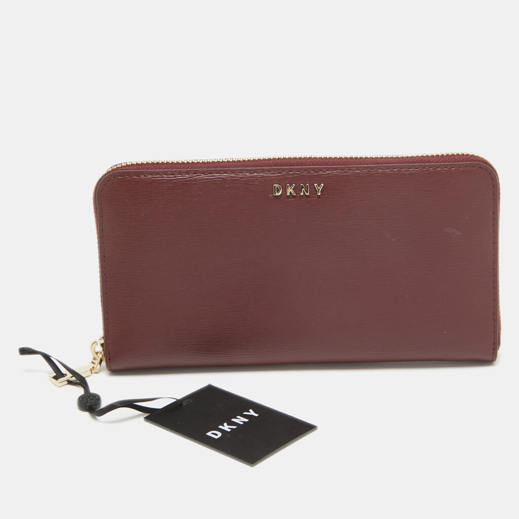 luxury-women-dkny-new-handbags-p962561-001 DKNY Burgundy Leather Bryant Zip Continental Wallet