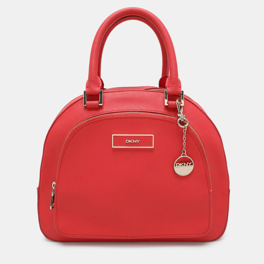 luxury-women-dkny-used-handbags-p1040238-004 DKNY Red Leather Front Dome Satchel
