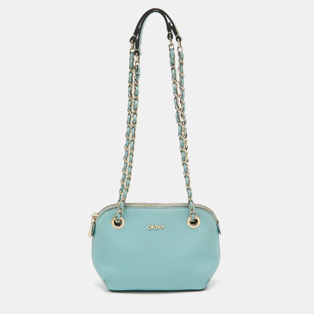 luxury-women-dkny-used-handbags-p1046334-013 Dkny Blue Leather Chain Crossbody Bag