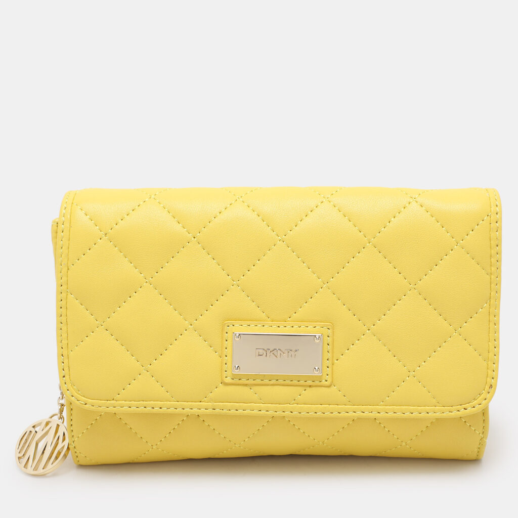 luxury-women-dkny-used-handbags-p1092638-010 Dkny Yellow Quilted Leather Flap Shoulder Bag