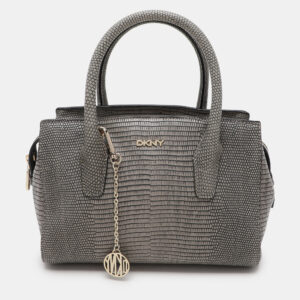 DKNY Grey Lizard Embossed Leather Satchel