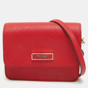 Dkny Red Leather Mini Flap Crossbody Bag