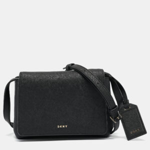 Dkny Black Leather Flap Crossbody Bag