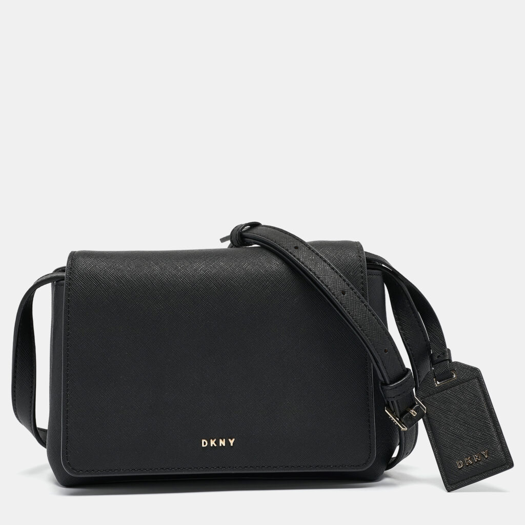luxury-women-dkny-used-handbags-p1101778-014 Dkny Black Leather Flap Crossbody Bag