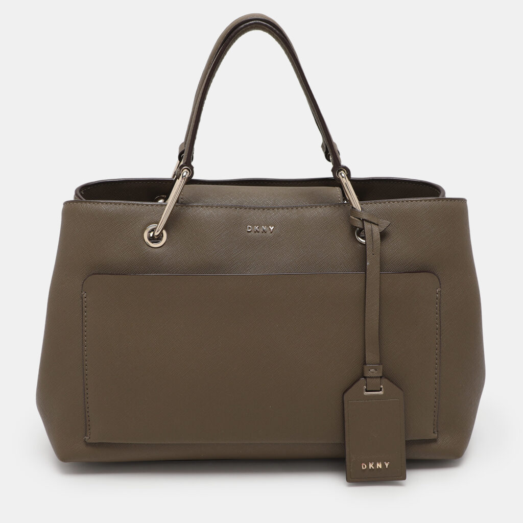 luxury-women-dkny-used-handbags-p1102190-008 Dkny Khaki Green Leather Tote