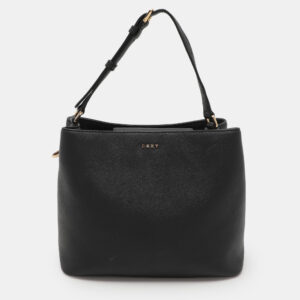 DKNY Black Saffiano Leather Bryant Park Bucket Bag