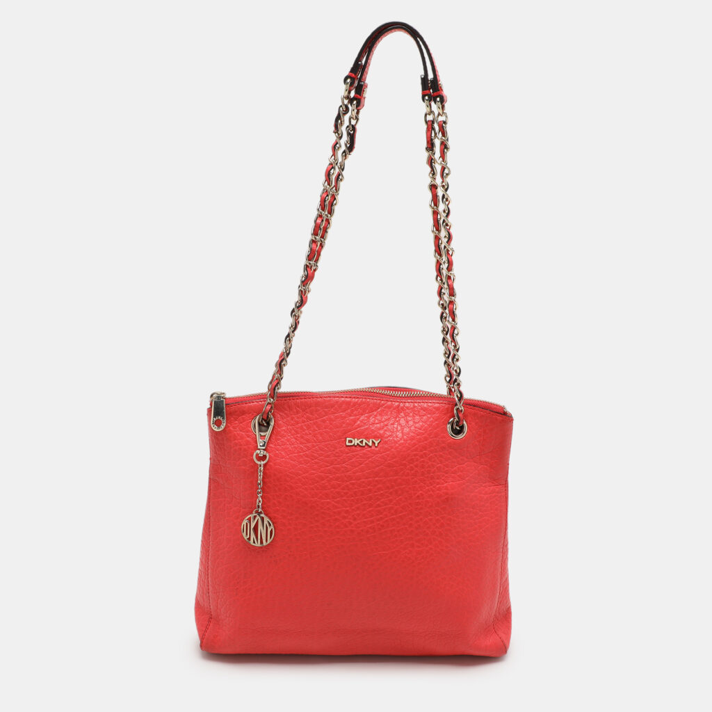 luxury-women-dkny-used-handbags-p1109792-001 Dkny Red Leather Shoulder Bag