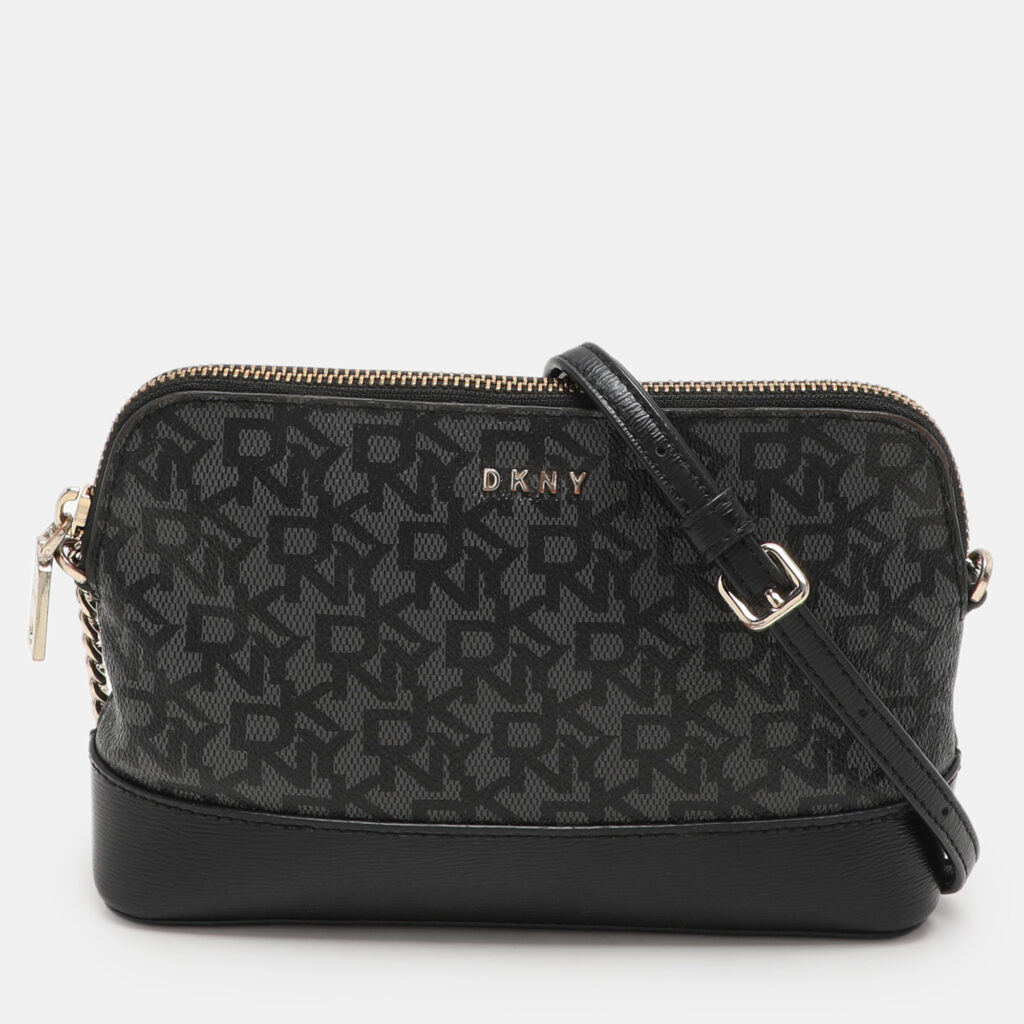 luxury-women-dkny-used-handbags-p1112841-001 DKNY Grey Leather and PVC Crossbody Bag