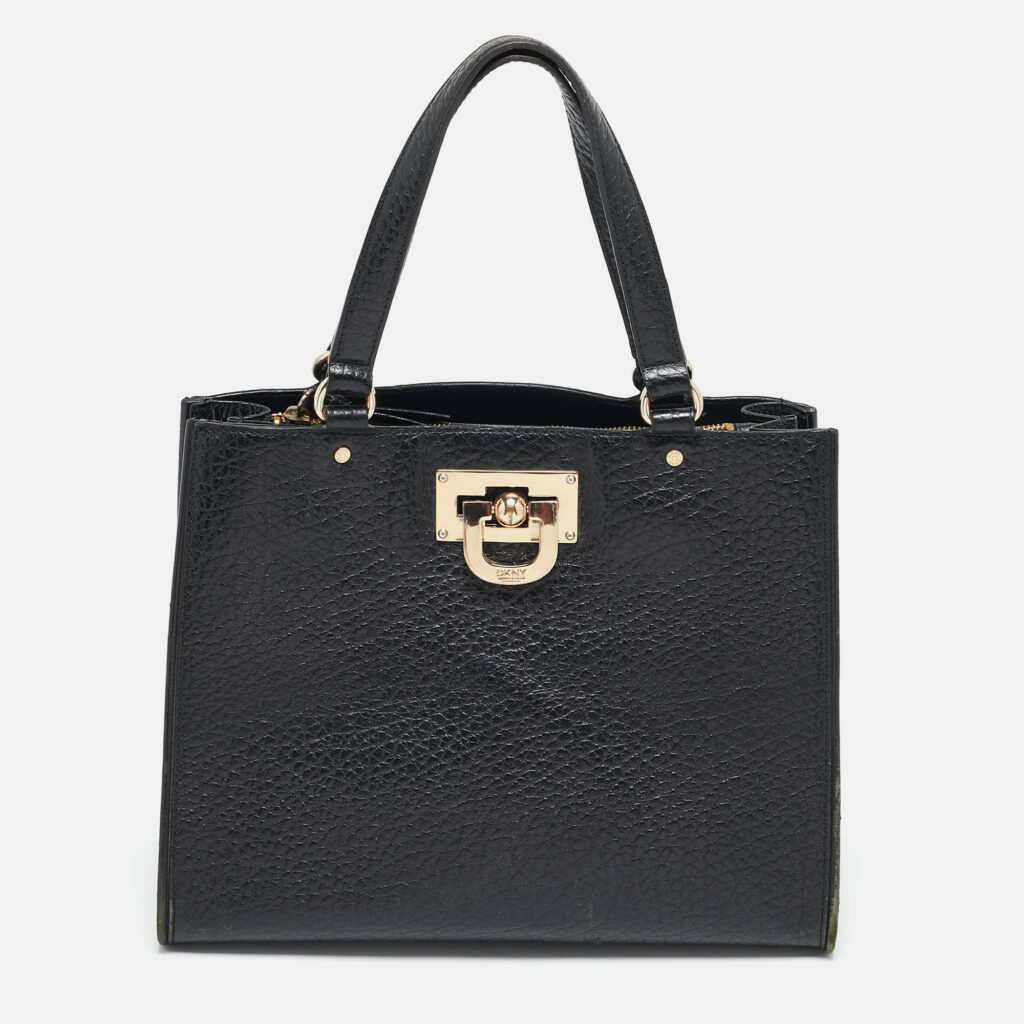 luxury-women-dkny-used-handbags-p1121238-017 DKNY Black Grain Leather Beekman French Tote