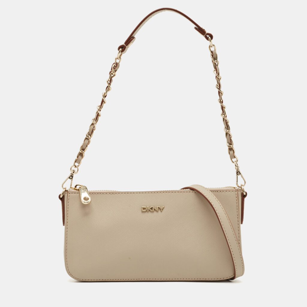 luxury-women-dkny-used-handbags-p1121774-009 DKNY Beige Leather Sutton Crossbody Bag