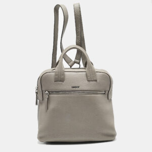 DKNY Grey Leather Convertible Backpack