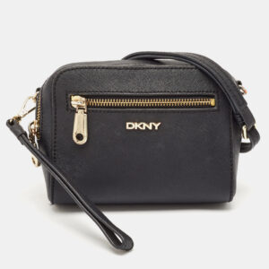Dkny Black Leather Front Pocket Crossbody Bag