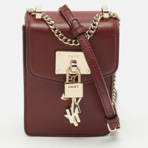 DKNY Burgundy Leather Elissa North South Crossbody Bag