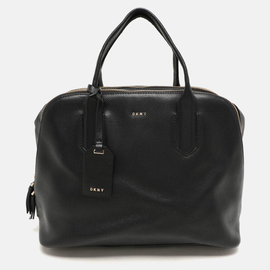 luxury-women-dkny-used-handbags-p1156106-026 DKNY Black Leather Dome Satchel