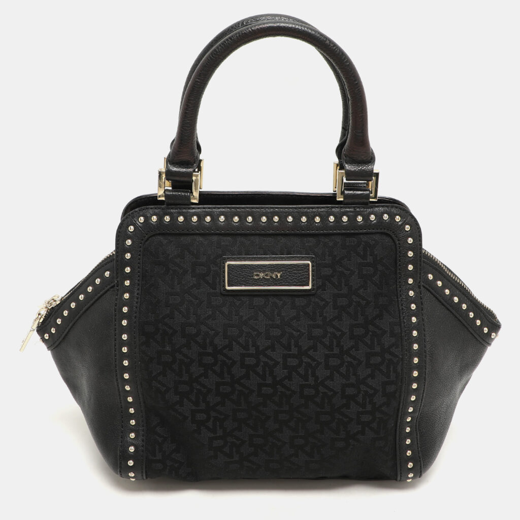 luxury-women-dkny-used-handbags-p1157913-016 Dkny Black Canvas and Leather Donna Karan Satchel