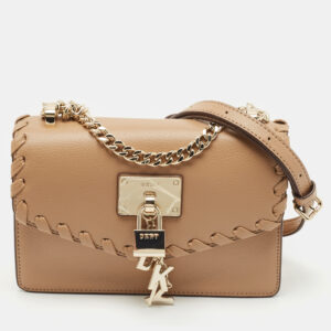 DKNY Beige Leather Small Elissa Shoulder Bag