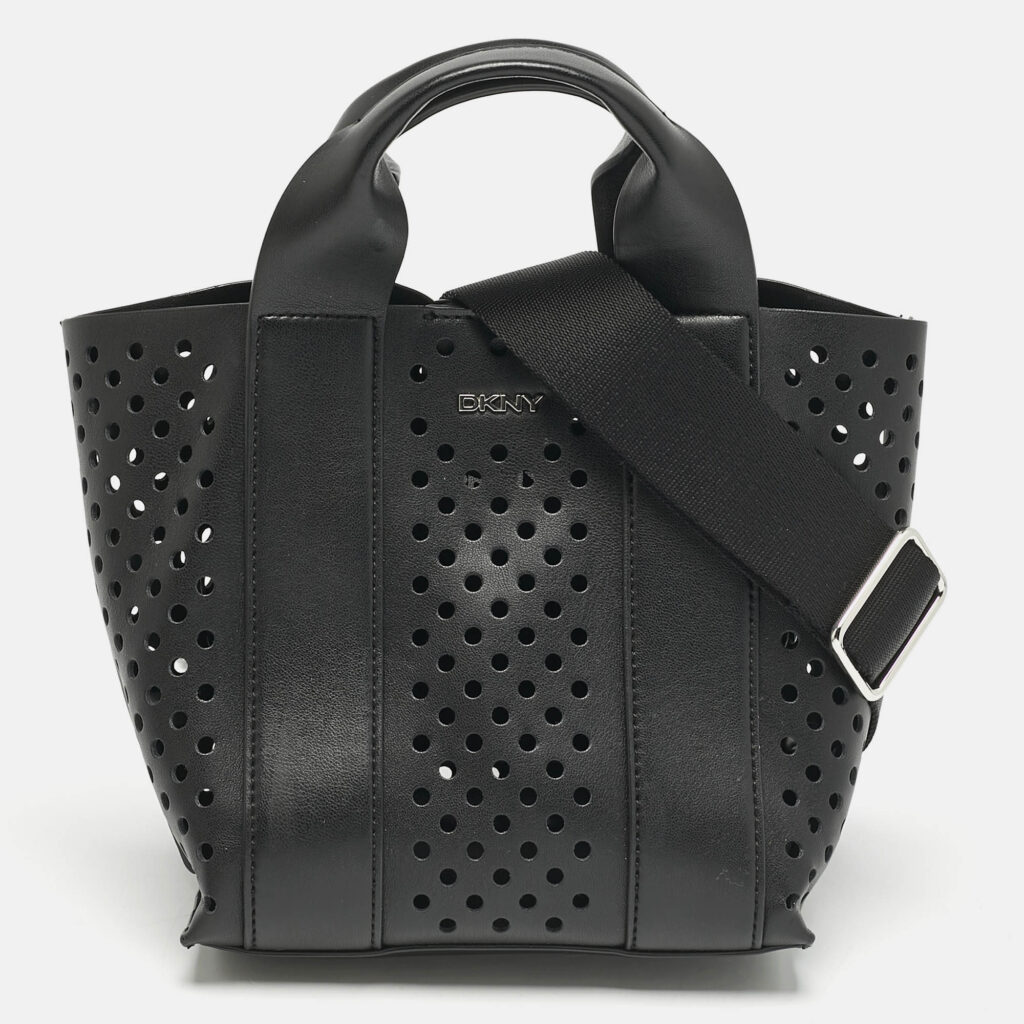 DKNY Black Faux Leather Mini Dakota Tote