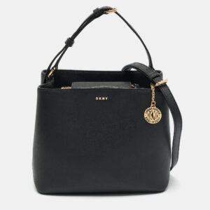 DKNY Black Leather Bryant Park Bucket Bag