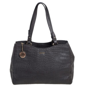 DKNY Grey Crocodile Embossed Leather Tote