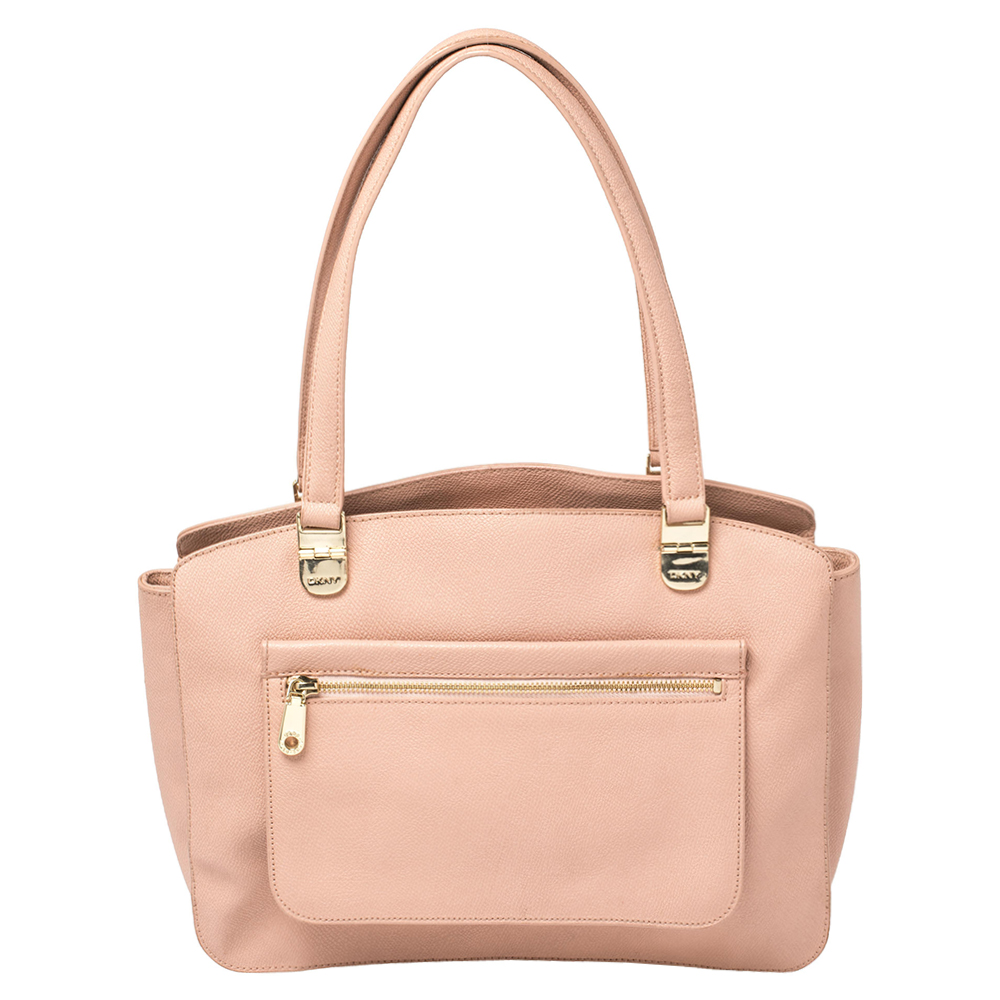 luxury-women-dkny-used-handbags-p406306-012 DKNY Pink Grained Leather Tote