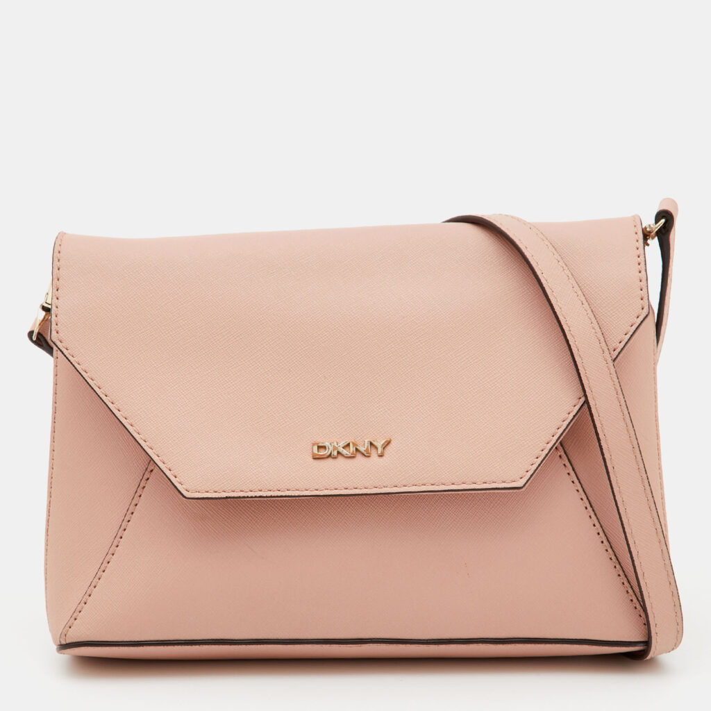 luxury-women-dkny-used-handbags-p803791-014 DKNY Pink Leather Flap Crossbody Bag