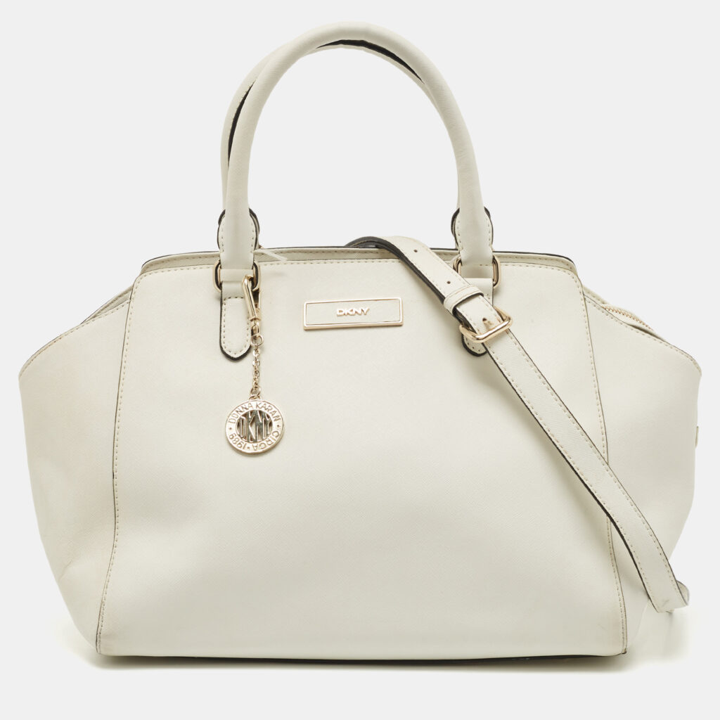 luxury-women-dkny-used-handbags-p809704-020 DKNY White Saffiano Leather Bryant Park Tote