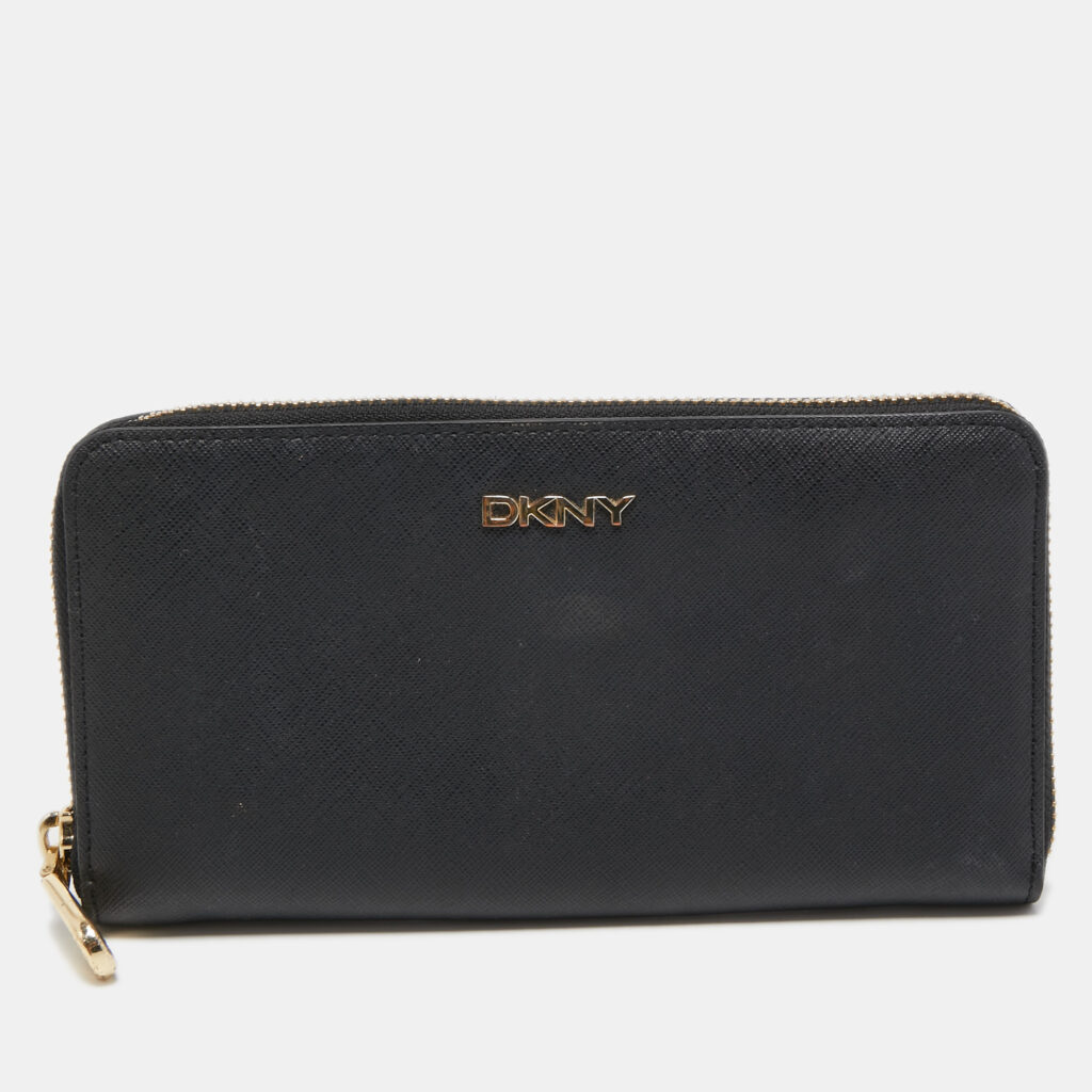 luxury-women-dkny-used-handbags-p823628-002 DKNY Black Leather Bryant Park Zip Around Wallet