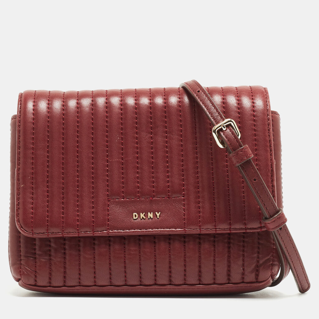 luxury-women-dkny-used-handbags-p858446-014 Dkny Burgundy Quilted Leather Gansevoort Crossbody Bag