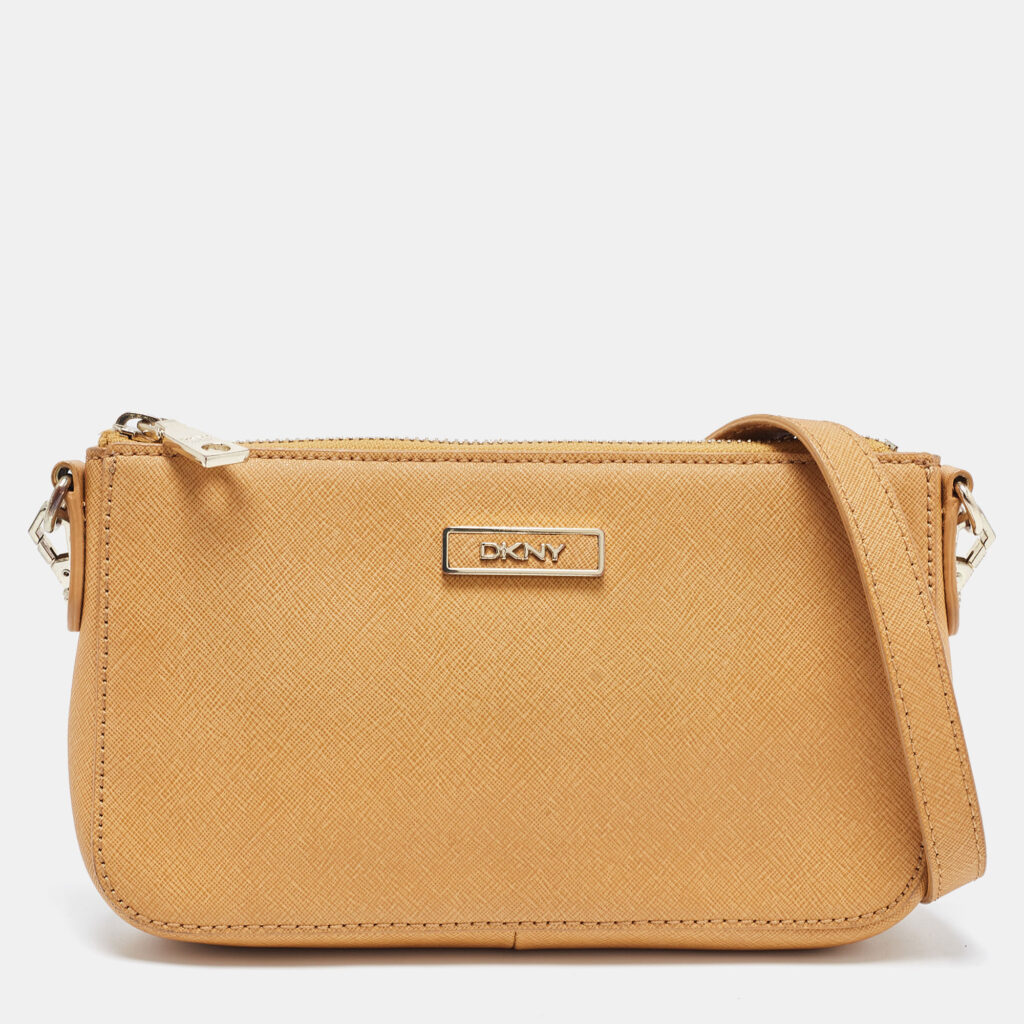 luxury-women-dkny-used-handbags-p867271-014 DKNY Tan Saffiano Leather Bryant Park Crossbody Bag