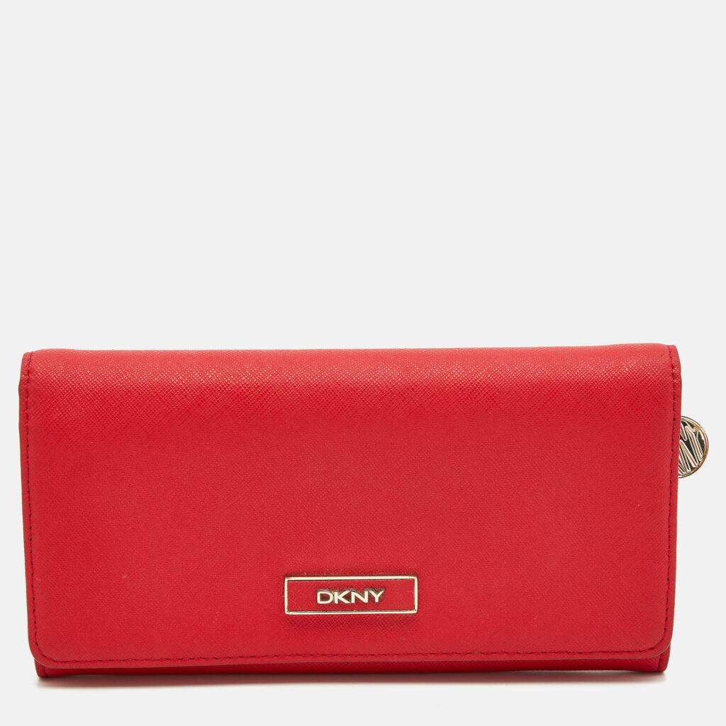luxury-women-dkny-used-handbags-p900334-004 DKNY Red Leather Flap Continental Wallet