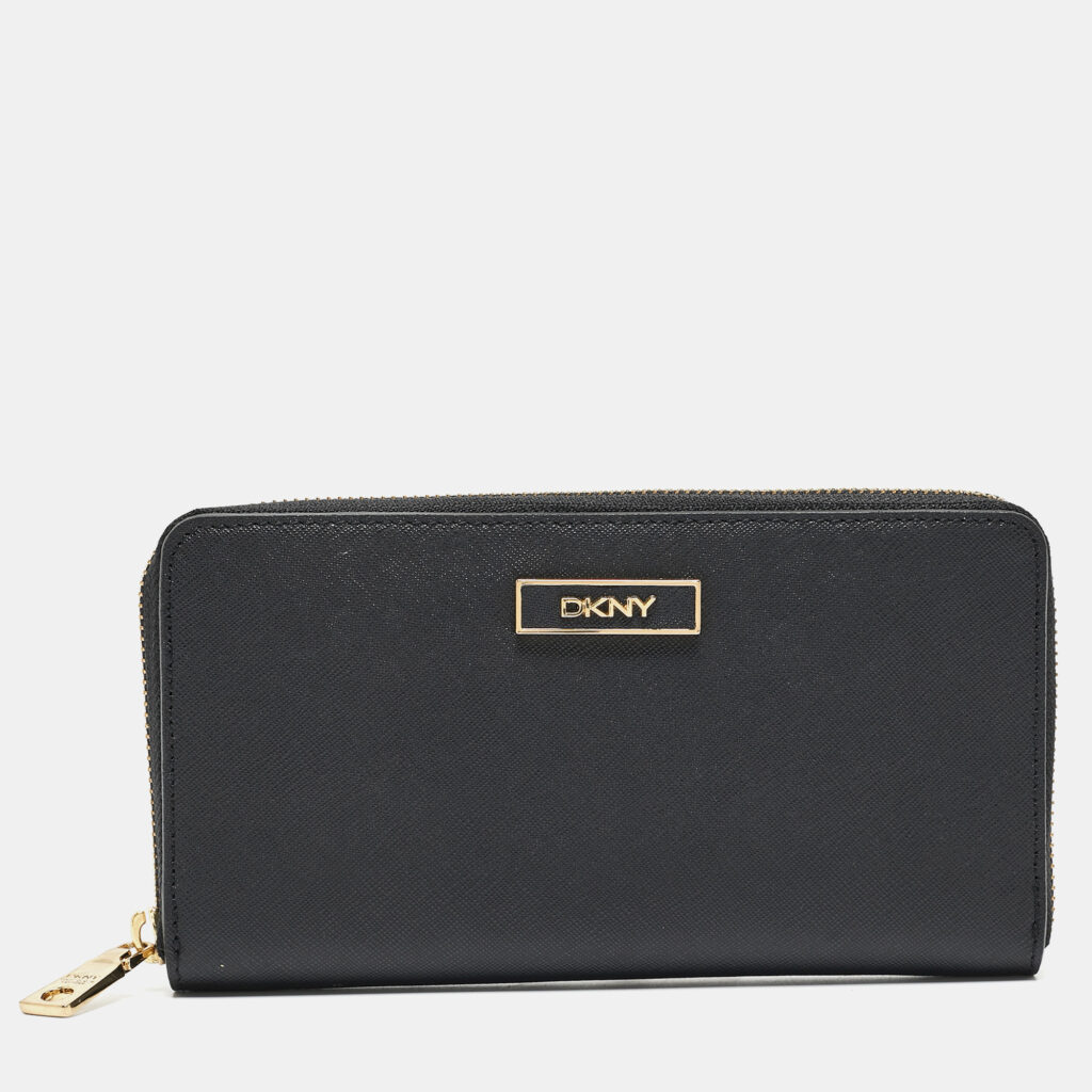luxury-women-dkny-used-handbags-p931924-006 DKNY Black Leather Bryant Park Zip Around Continental Wallet