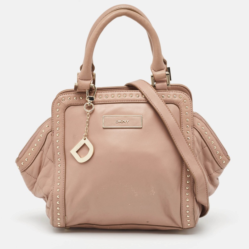luxury-women-dkny-used-handbags-p984804-1716525172-011 DKNY Old Rose Leather Studded Satchel