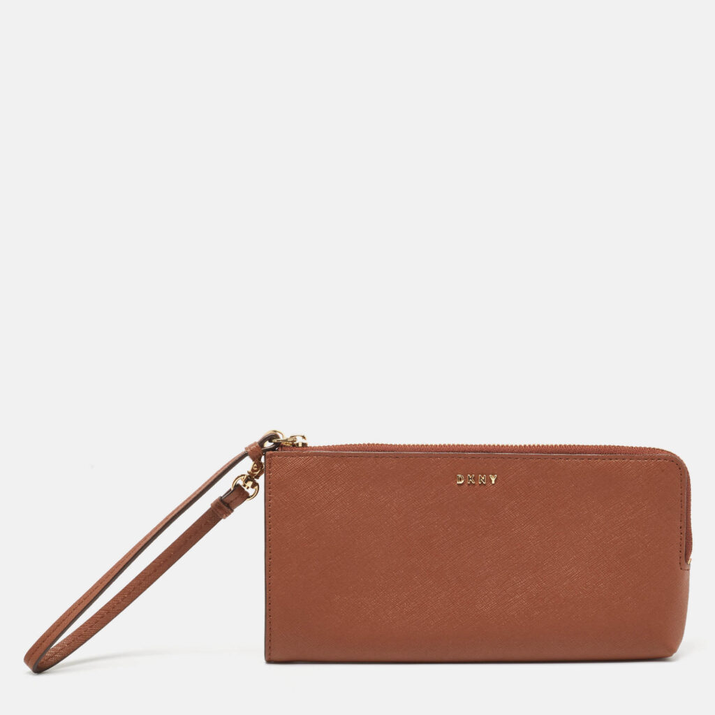 luxury-women-dkny-used-handbags-p986980-013 DKNY Brown Leather Wristlet Wallet