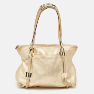 DKNY Gold Leather Metal Detail Tote