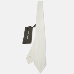 Dolce & Gabbana White Satin Slim Tie