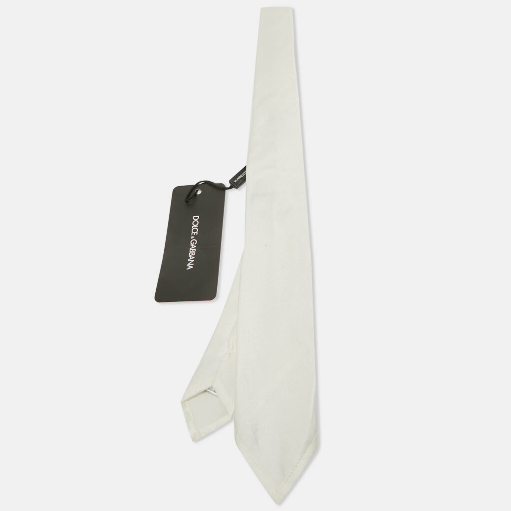 luxury-women-dolcegabbana-new-accessories-p1159267-004 Dolce & Gabbana White Satin Slim Tie