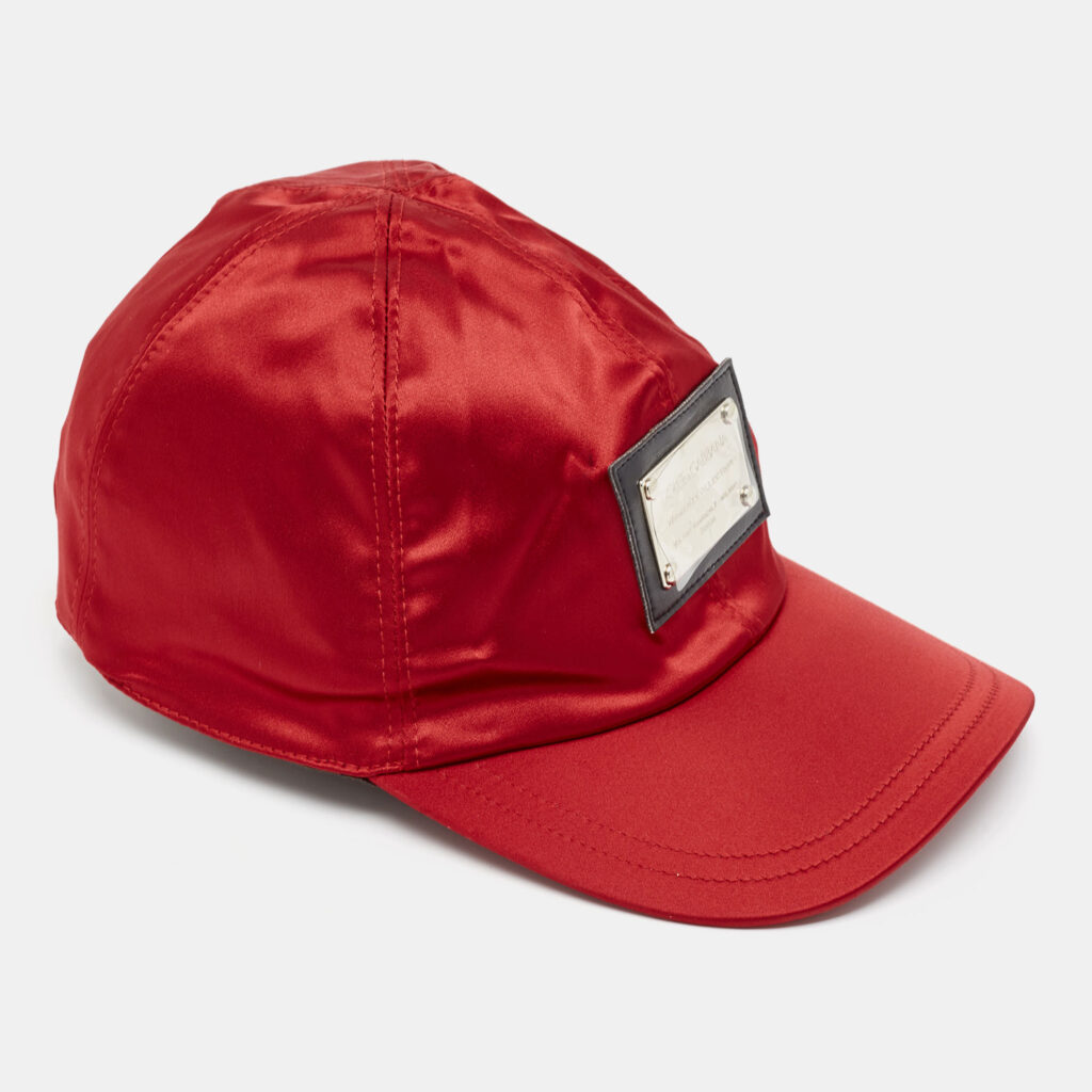 luxury-women-dolcegabbana-new-accessories-p889326-006 Dolce & Gabbana Vintage Red Satin Logo Patch Cap Size 57