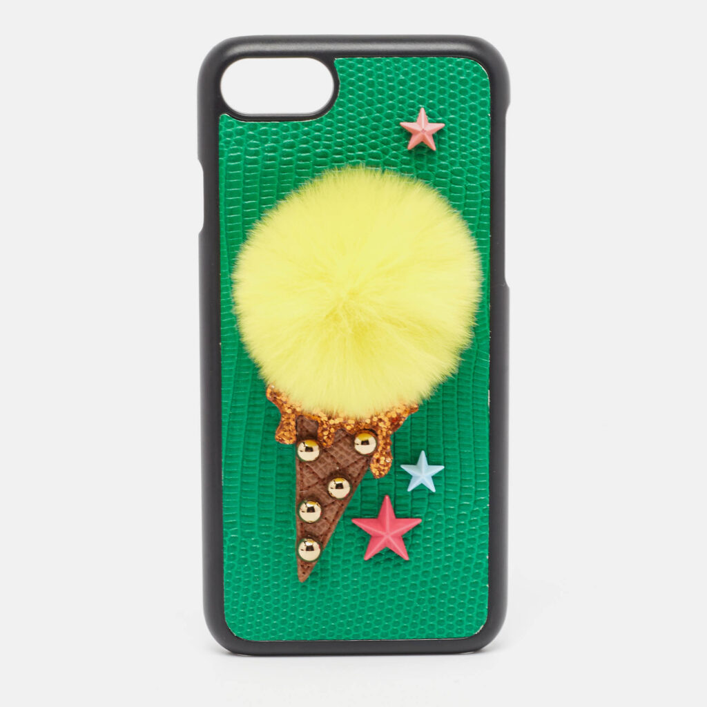 luxury-women-dolcegabbana-new-accessories-p975978-003 Dolce & Gabbana Green/Yellow Lizard Embossed Leather iPhone 7 Cover