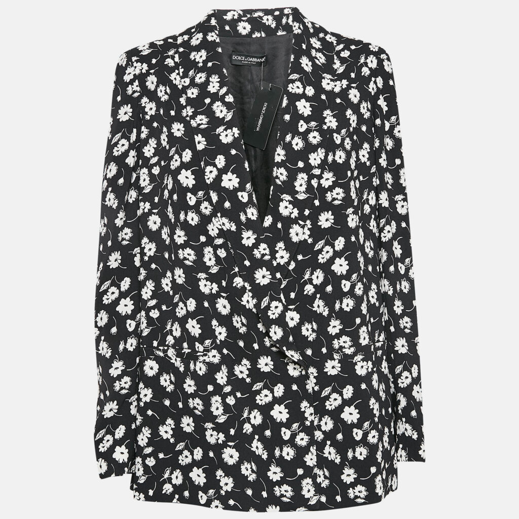 luxury-women-dolcegabbana-new-clothes-p1045250-009 Dolce & Gabbana Black Floral Print Crepe Blazer M