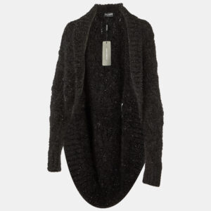 dolce & gabbana black lurex cashmere & angora knit circle cardigan s