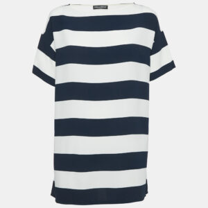 Dolce & Gabbana Blue/White Striped Crepe Oversized Top M
