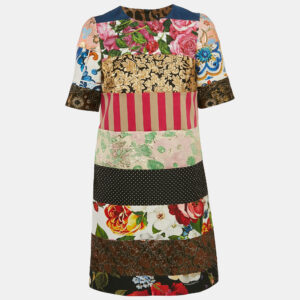 dolce & gabbana multicolor jacquard panelled mini dress s